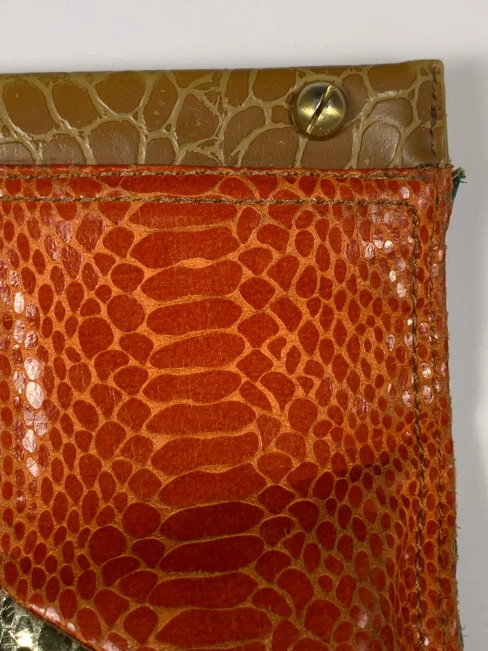 Vintage Nine West Patchwork Faux Snakeskin Clutch Purse Multicolor Y2K Bag